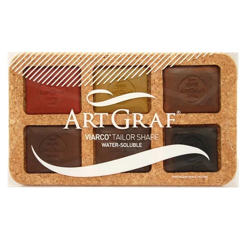 

Viarco ArtGraf Large Water-soluble Square Pigment Graphite Blocks - Earth Tones, Erasable, Ideal for Sketching