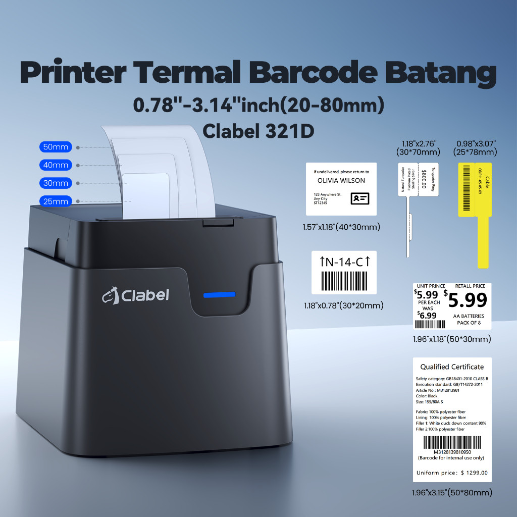 

New CLABEL321D Thermal Barcode Printer Bluetooth Label Printer Suitable For Printing Price Tags, Barcodes, Box Marks, Waybills 20-80MMPremium