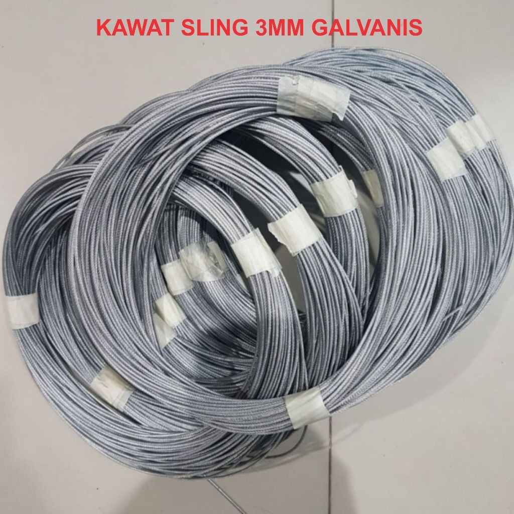 Kawat seling | Tali sling | Sling Baja | Wire rope 3mm galvanis