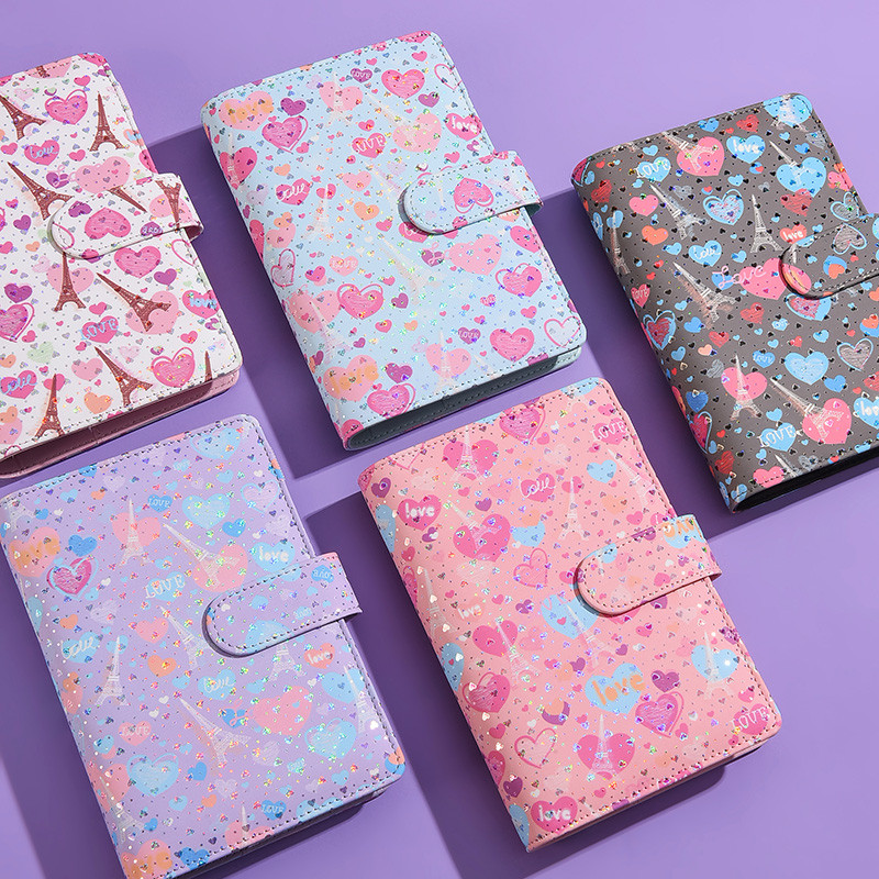 

A6 Colorful Love PU Leather DIY Binder Notebook Only Covers Diary Books Schedule Covers School Stationery