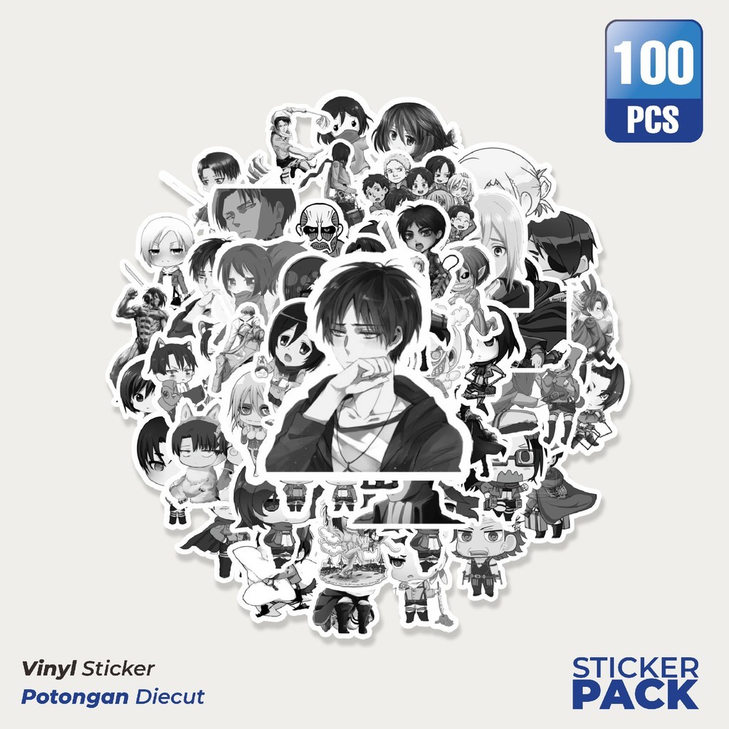 

Stiker Vinyl Stiker Anime ATTACK ON TITAN BNW Waterproof Aesthetic- Untuk Laptop, Motor, dan Helm - Paper Stationery Pack