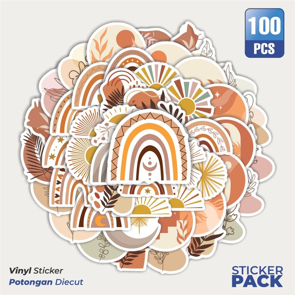 

100 PCS STIKER Sticker Kartun Boho Waterproof Aesthetic- Untuk Laptop, Motor, dan Helm - Paper Stationery Pack