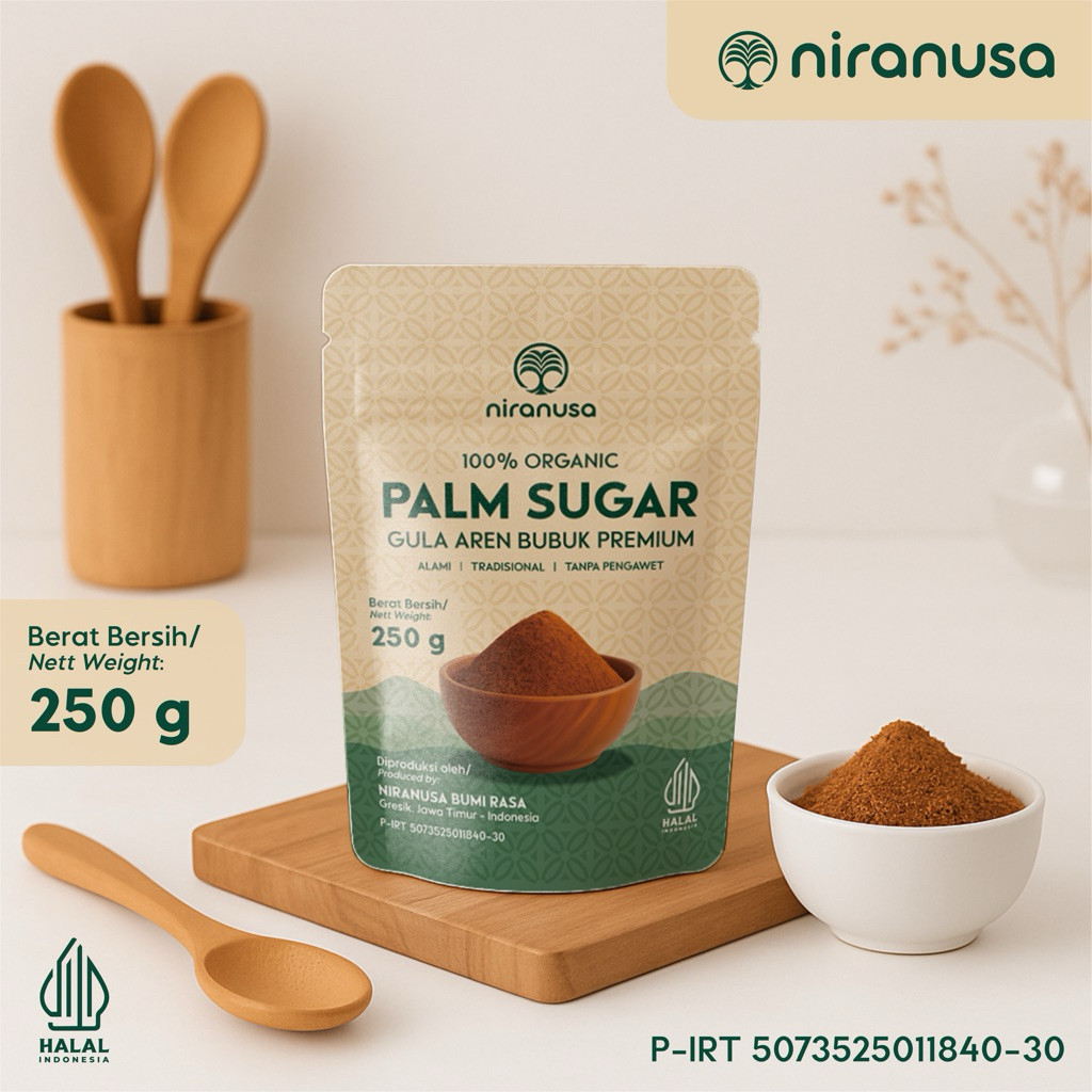 

Gula Aren Bubuk Organik 250g – Palm Sugar Premium • Tanpa Pengawet (STANDING POUCH ZIPLOCK)
