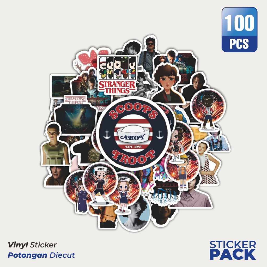 

MURAH 100 PCS Stiker ★ Stranger Things Waterproof Aesthetic- Untuk Laptop, Motor, dan Helm - Paper Stationery Pack