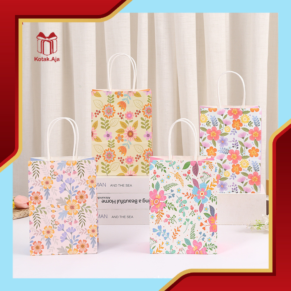 

Paper Bag Kraft / Paper Bag Motif / Goodiebag Motif / Paper Bag Flower / Tas Kado Ulang Tahun I AK02I3-AK04I3