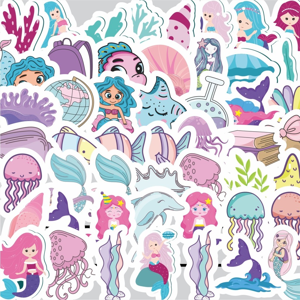 

Stiker Cutting Pack Stiker Kartun Pink Ungu Mermaid [Kartun PinK Ungu Putri Duyung] Isi 100Pcs Series Aesthetic Lucu Keren Untuk Koper Bahan Vynil