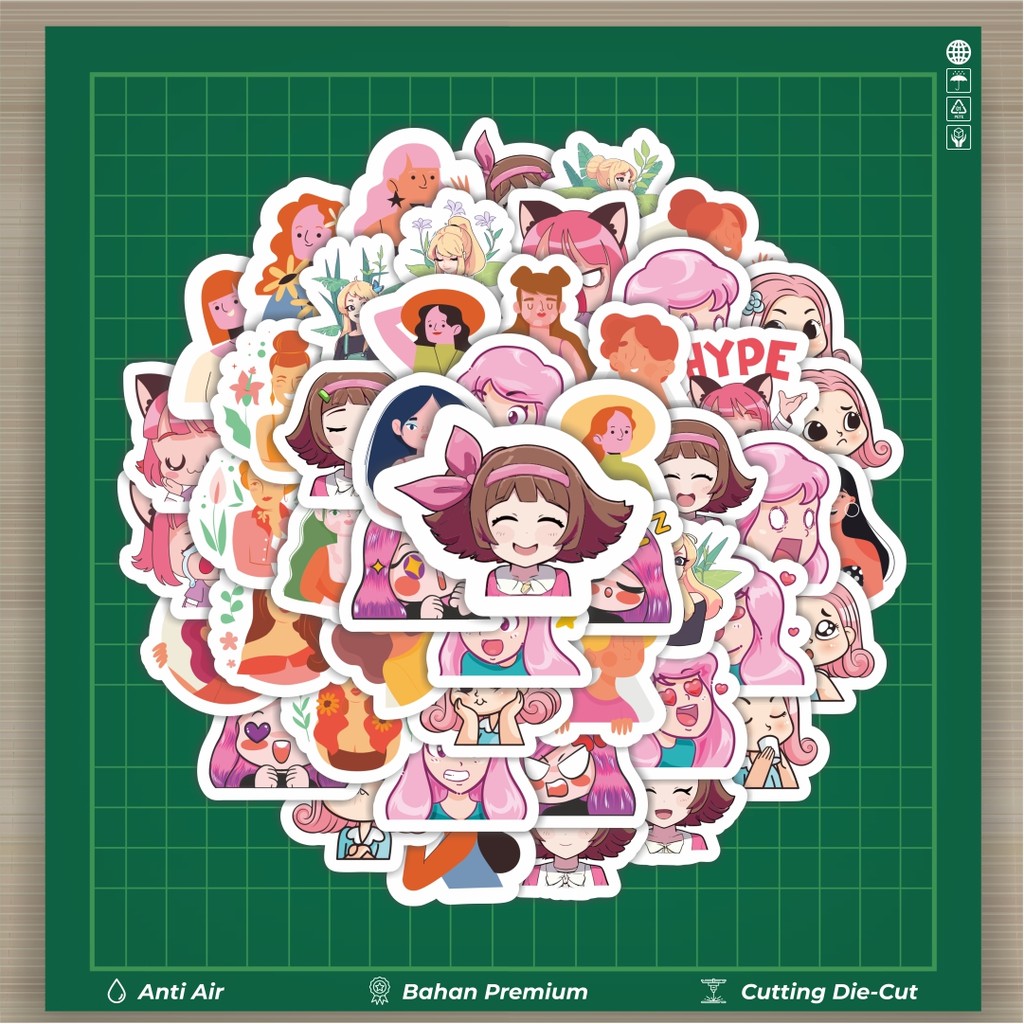 

HOT 50 PCS STIKER Sticker Kartun Gadis Cantik Lucu Stiker Stiker Fashion Cars Decal Dingin Kartu Album Custom Vinyl Anti Air- Sticker Aesthetic Buku Journal Koper Casing HP Tablet Laptop Helm Motor Botol Minum