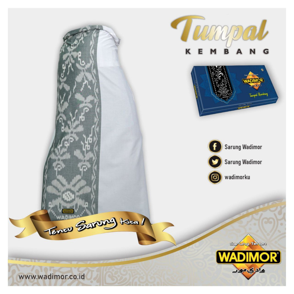 barokah store Sarung Wadimor Putih Tumpal Kembang Motif BHS Cosmo