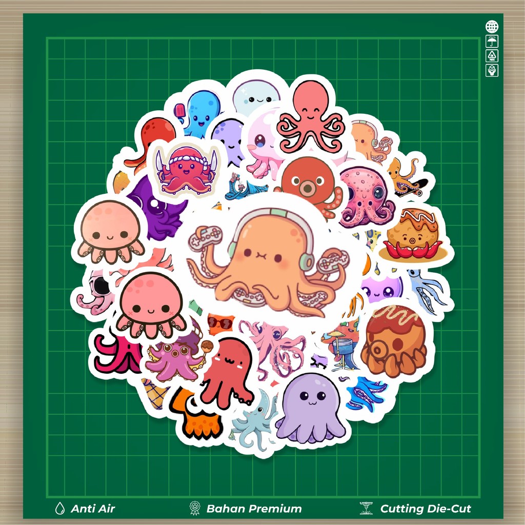 

HOT 50 PCS STIKER Stiker Baby Octopus [Gurita] Stiker Fashion Cars Decal Dingin Kartu Album Custom Vinyl Anti Air- Sticker Aesthetic Buku Journal Koper Casing HP Tablet Laptop Helm Motor Botol Minum
