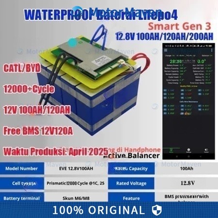 CALB 2025 Battery Baterai Lifepo4 12000+Cycle CATL/BYD Battery Lifepo4 12v 120ah/100AH Battery Lifep