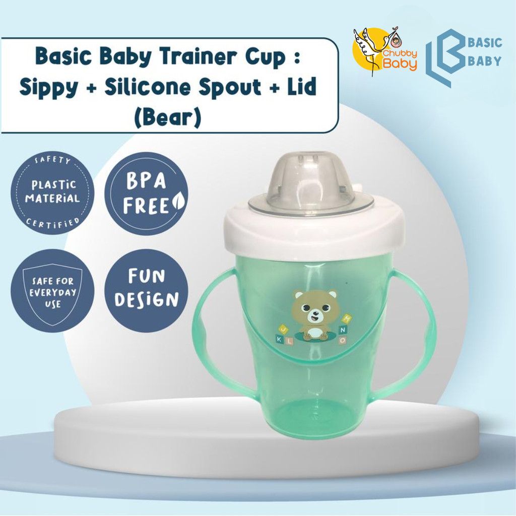 Basic Baby Trainer Cup : Sippy + Silicone Spout + Lid - Bear