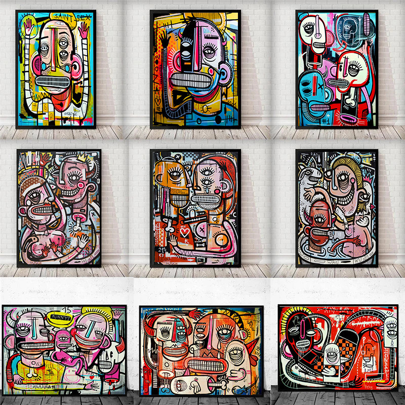 

Graffiti Street Art Joachim Abstract Colorful Canvas Painting Posters and Prints Wall Art Pictures For Living Room Home Decor