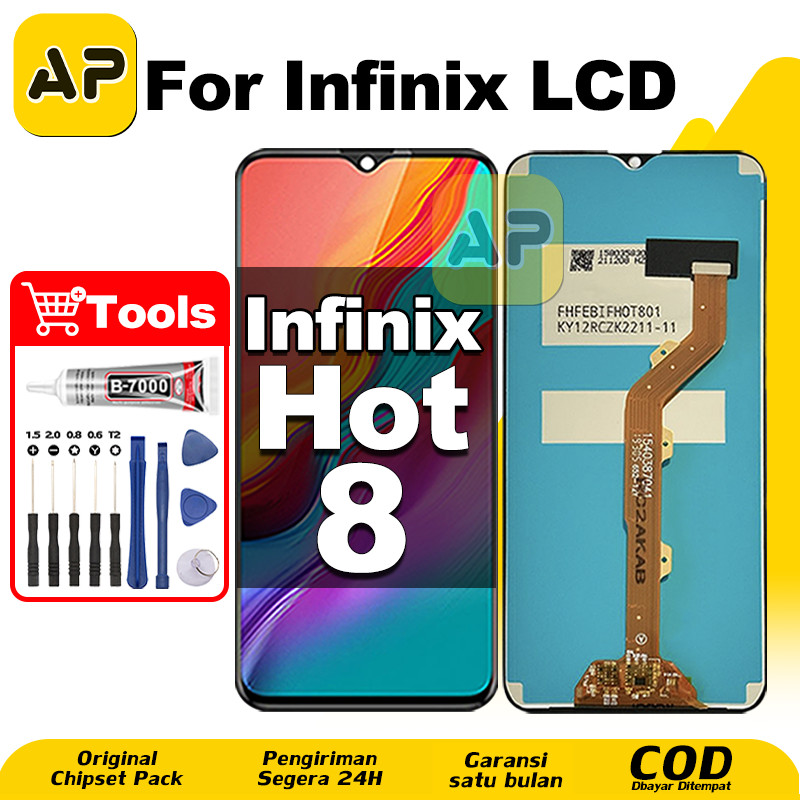 LCD Infinix Hot 8 hp Layar Sentuh Fullset Glass Touchscreen Digitizer COD