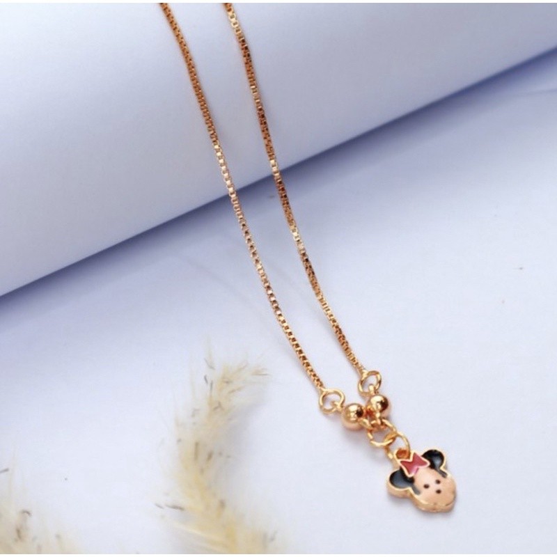 Y410 Kalung Anak Perempuan Titanium Mickey Mouse Kalung Anak Titanium Asli Tidak Luntur Aksesoris An