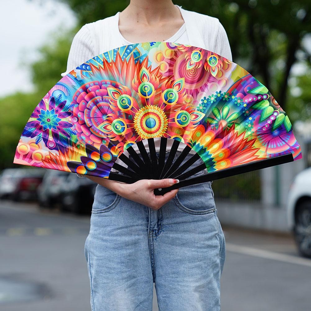 

33cm Reflective Folding Fan Reflective Kung Fu Fan FOR Gifts Stage Performance Dance Party Photography Props Leopard Room Decor