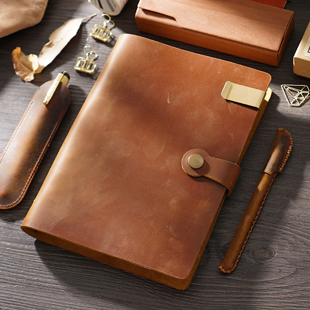 

New A5 Cowhide Vintage Leather Loose-leaf Notebook Handmade European 6-hole Notepad Travel Book Manual Ledger Book Diary Gift