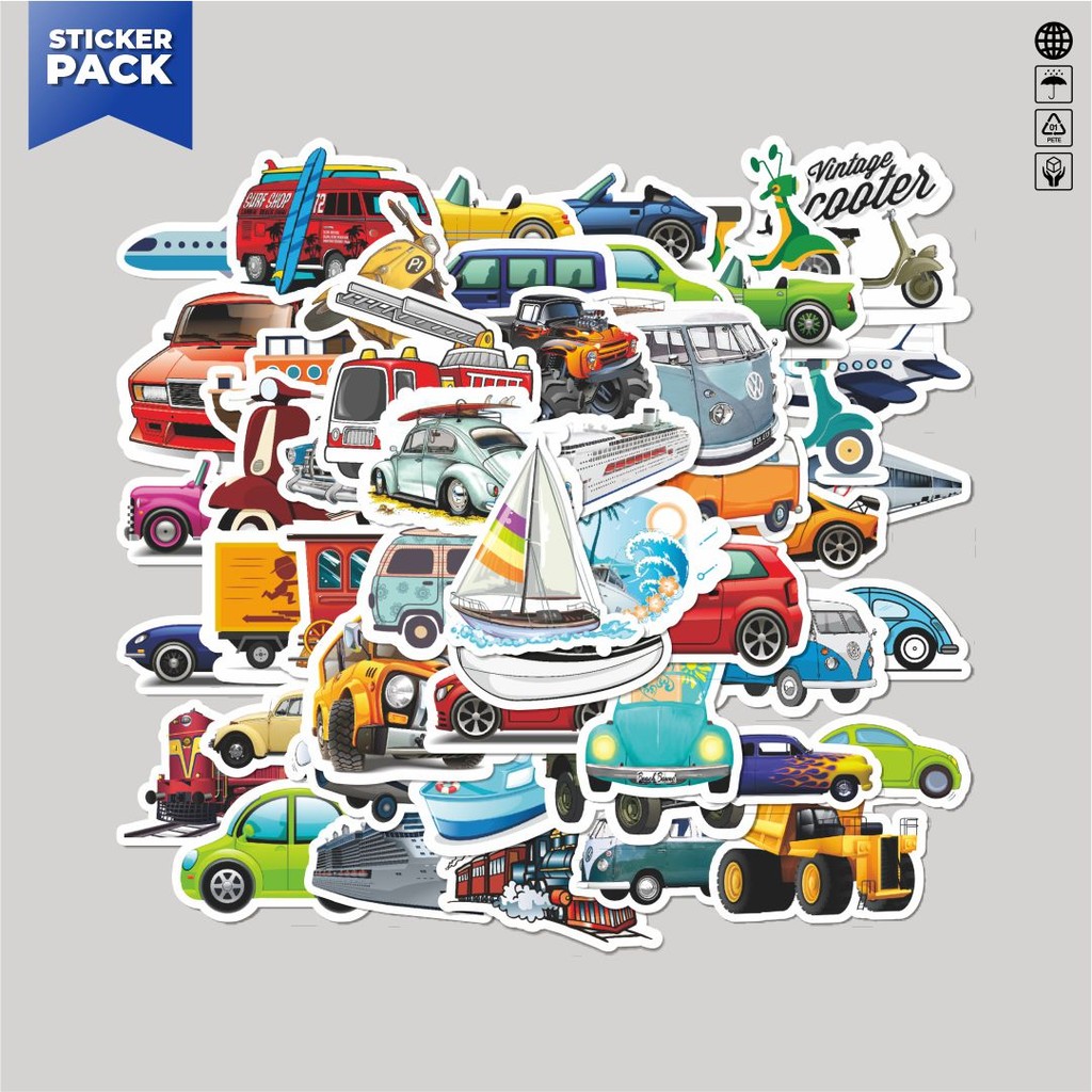 

[100PCS]Stiker Pack Stiker Vehicle Series 2 [Kendaraan] Aesthetic Vinyl Anti Air Dekorasi Sticker Laptop Buku Journal Koper Helm Casing HP Gitar Helm Skateboard