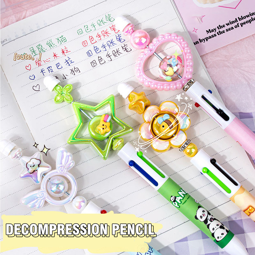 

4-Color 0.5mm Exquisite Cartoon Pattern Multi-Color Ballpoint Pen Quick-Dry Press-Type Rotating gifts children ﻿