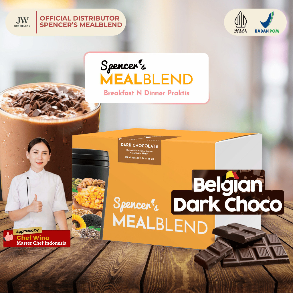 

Spencer's MealBlend Belgian Dark Choco | Minuman Diet Rasa Cokelat Pengganti Makanan Kenyang Lama