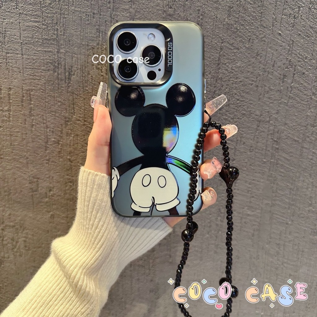 case iPhone 15 Kartun kembali dengan tali tangan Casing ponsel cocok untuk iPhone 11 11PROMAXSoftcas