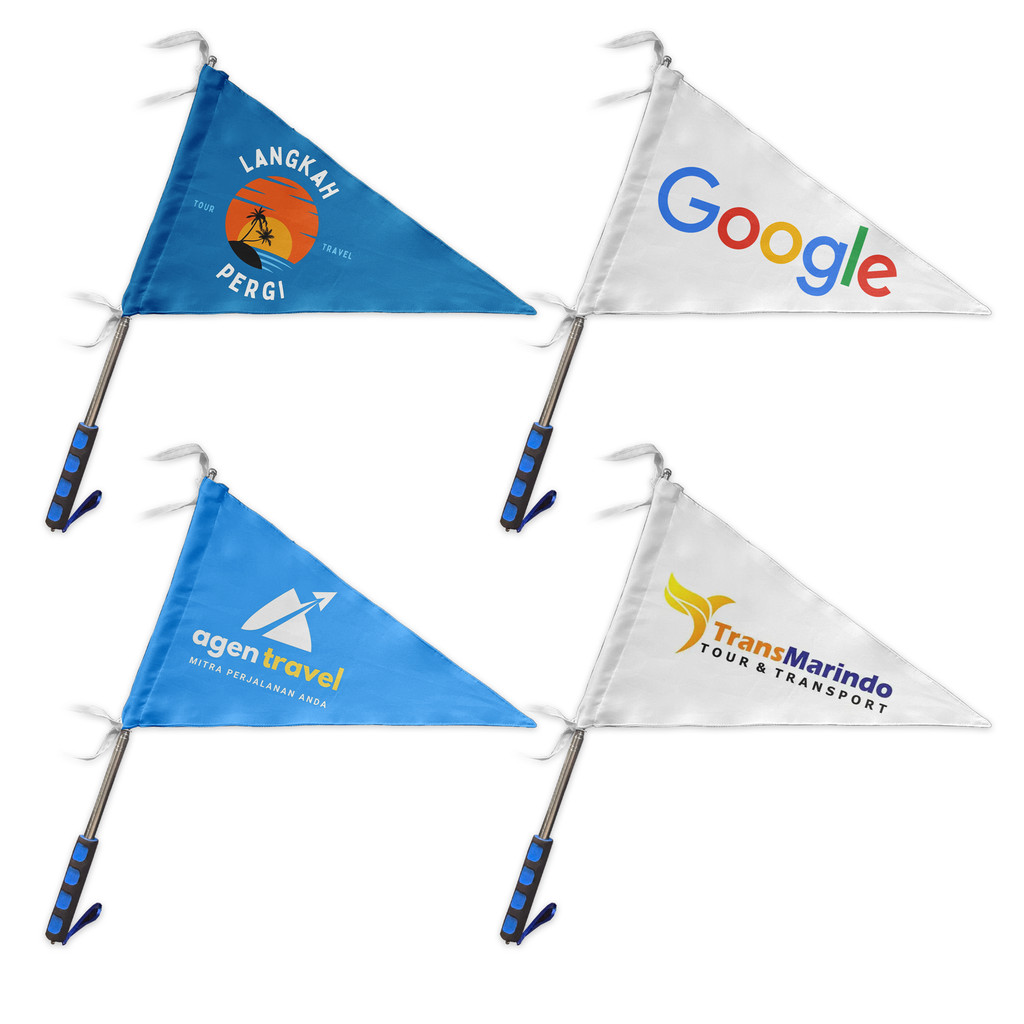 Cetak Bendera Custom Tour Guide Segitiga untuk Tour Travel, Traveler, Umroh, dan Haji 05