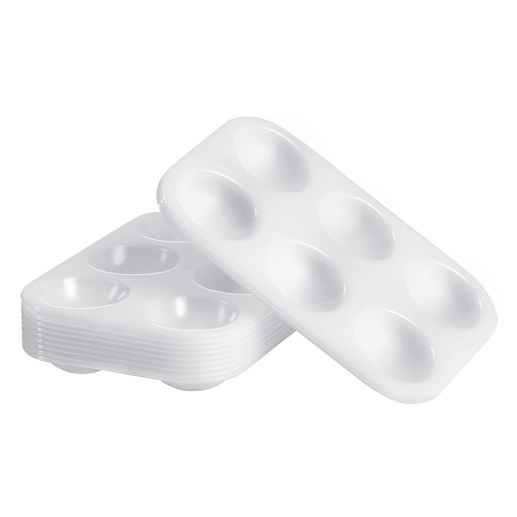 

12pcs ROSENICEWhite Plastic Paint Palettes 6 Compartments Rectangular Watercolor Painting Tray for DIY Craft and Art Painting