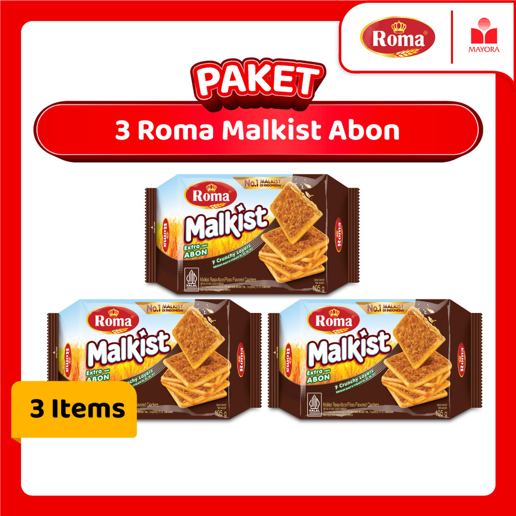 

Paket 3 Roma Malkist Abon Cracker 105 gr
