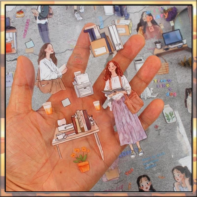 

AS59 Women Journal Sticker Book, PET People Stickers For Journaling Scrapbooking Junk Journal Supplies Office Quiet