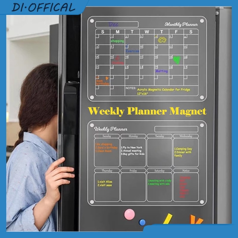

New Weekly Planner Magnet Kulkas Akrilik Custom Dinding Schedule Board untuk dinding kantorPremium