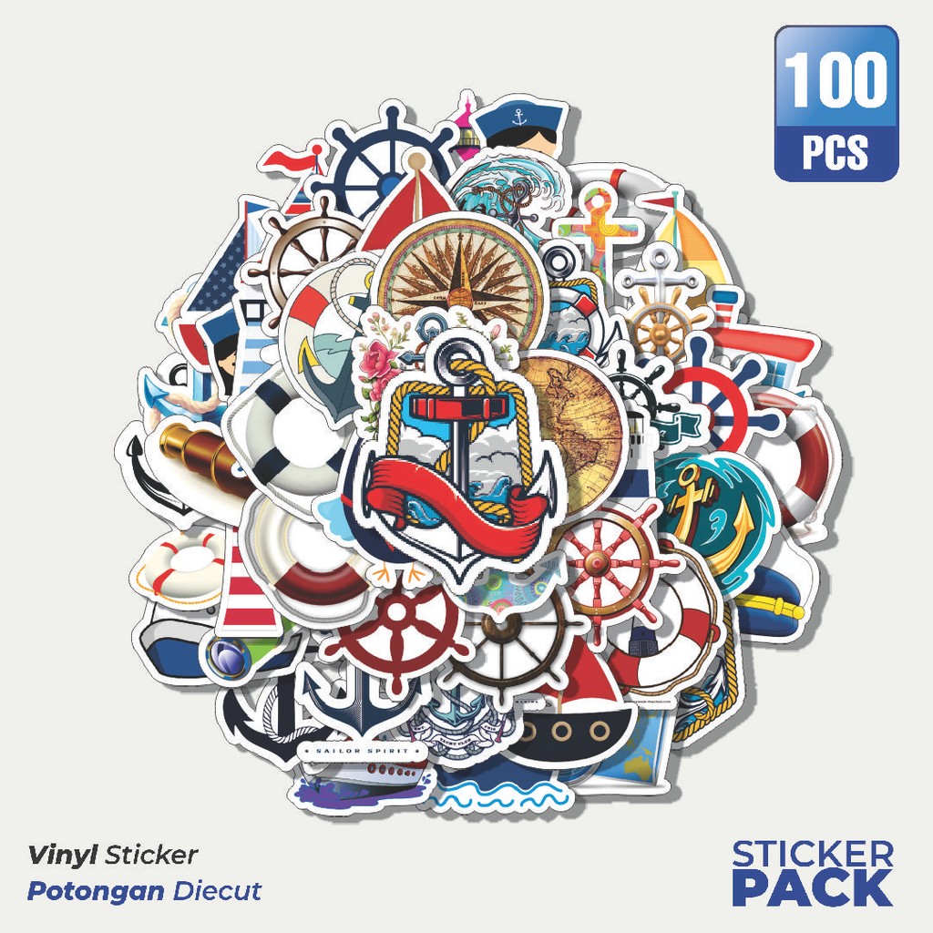 

Super Hemat! 100 PCS Stiker Nautical Art Ocean Expeditions Series [Seri Ekspedisi Laut Seni Bahari] Waterproof Aesthetic- Untuk Laptop, Motor, dan Helm - Paper Stationery Pack