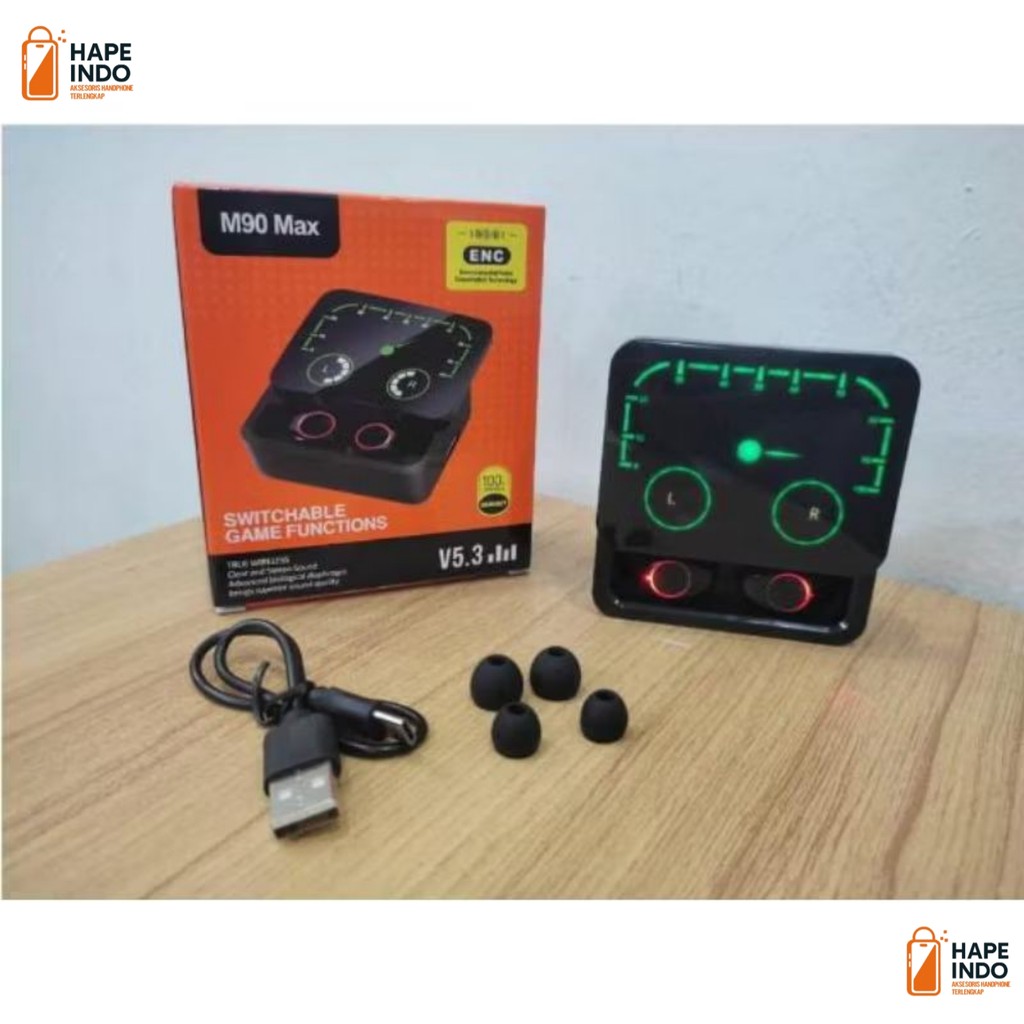 Tws M90 Max Headset Bluetooth Wireless Gaming Earphone With Powerbank Audio Stereo Jernih B440