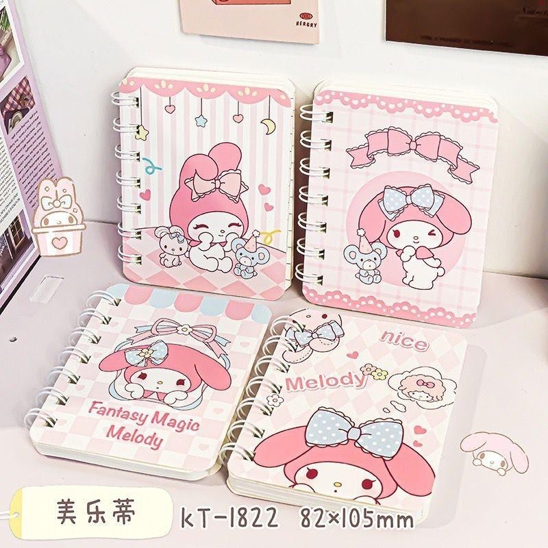 

TC Buku Memo Kecil A7 Spiral isi 80 Lembar Note Book Ring Motif Notebook Mini Motif Sanrio Melody Pochaco Memo A7 Spiral