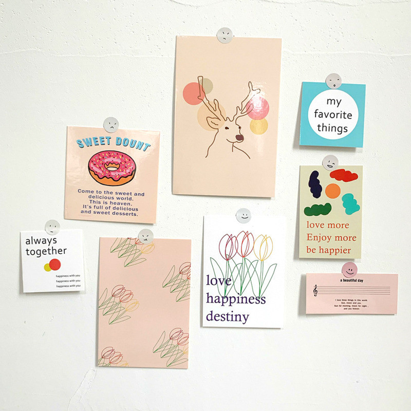 

8pcs Happy Together Greeting Decoration Cards Art Postcard Sweet Tulip DIY Wall Sticker Photo Props Background Stationery Gift