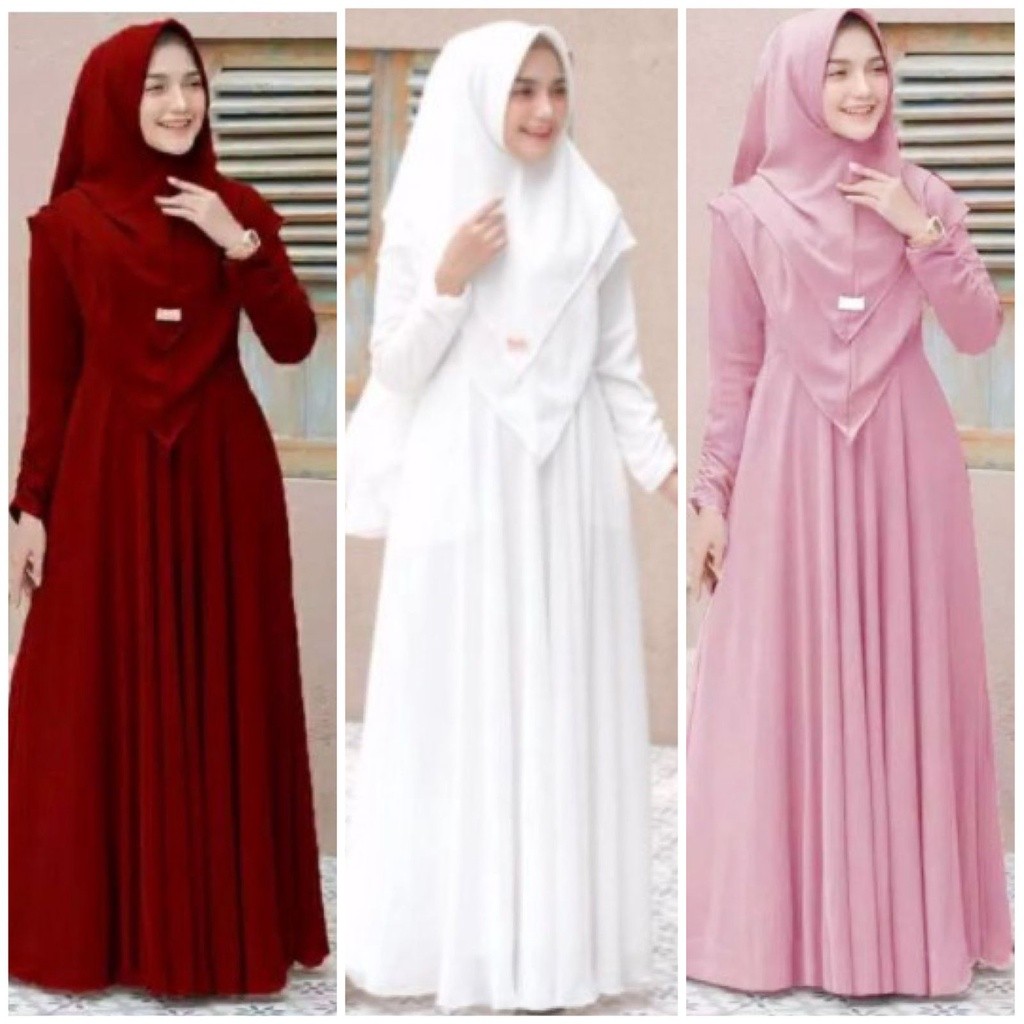 NAYRA SYARI GAMIS BUSUI JILBAB 2 LAYER UKURAN XL SET MURAH BUSUI POLOS MAXI DRESS GAMIS PESTA LEBARA