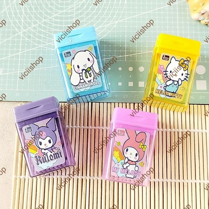 

KBA Rautan Pensil Sanrio 2 Lubang/Pencil Sharpeners Double Holes Kuromi Melody Cinnamoroll Hello Kitty
