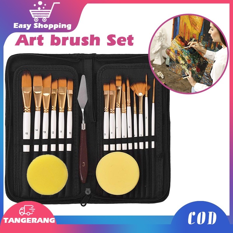 

COD 18PCS Alat Lukis Kuas Cat Air Minyak/Kuas Alat Lukis Set/Mix Kuas Lukis Set Lengkap/Art Brush Set
