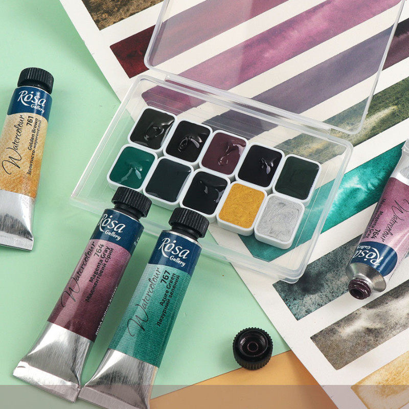 

ROSA New 10 Color Artist Watercolor Pigments Precipitated Color Pack 0.5/1ML Master Watercolor Paint Student Painting Supplies