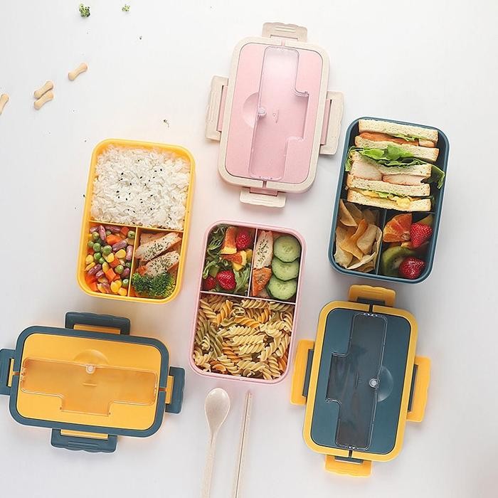 TERBARU KOTAK MAKAN SIANG LUNCH BOX SET BAHAN JERAMI - LUNCH BOX JERAMI