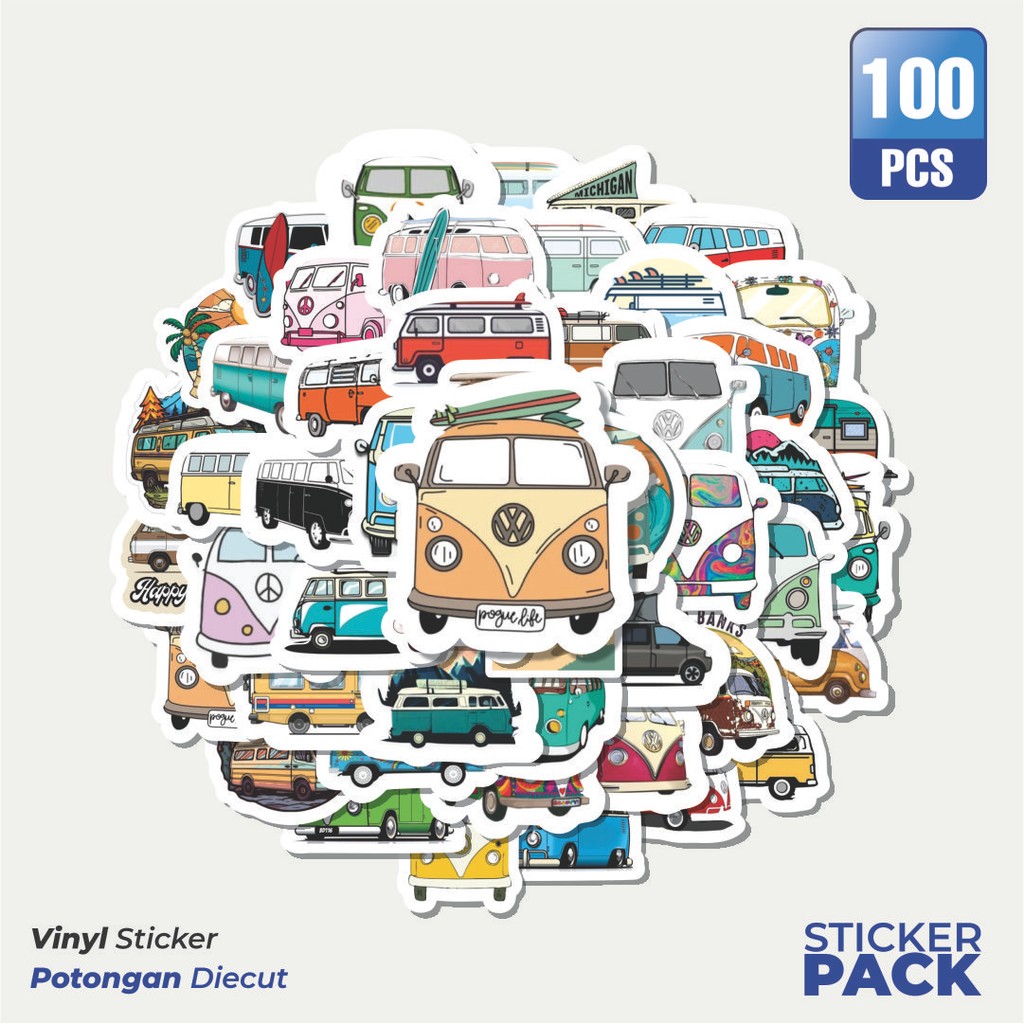 

Super Hemat! 100 PCS Stiker Camper Van [Mobil Van Berkemah] Waterproof Aesthetic- Untuk Laptop, Motor, dan Helm - Paper Stationery Pack