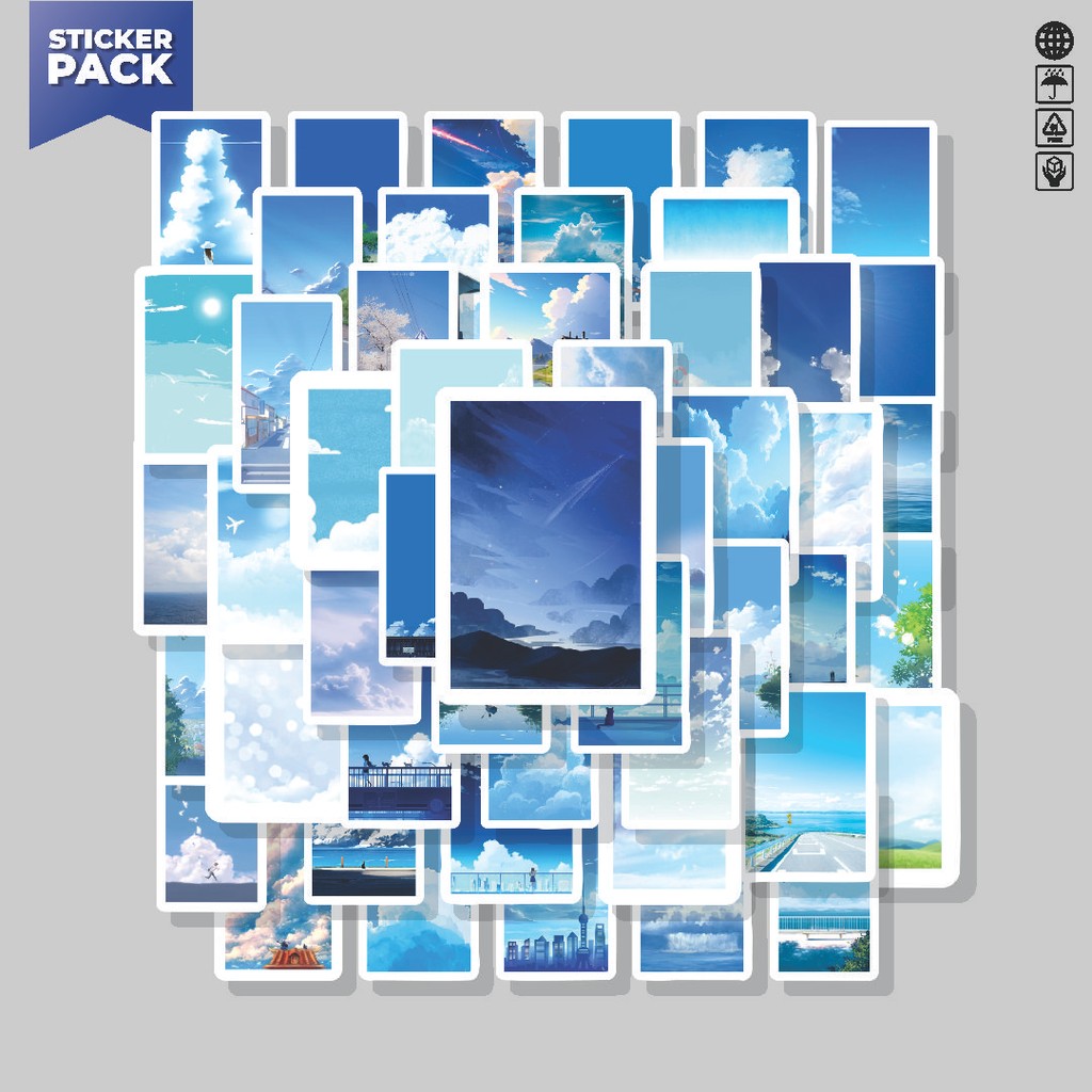 

[100PCS]Stiker Pack Stiker Beautiful Blue Sky Poster Aesthetic Vinyl Anti Air Dekorasi Sticker Laptop Buku Journal Koper Helm Casing HP Gitar Helm Skateboard