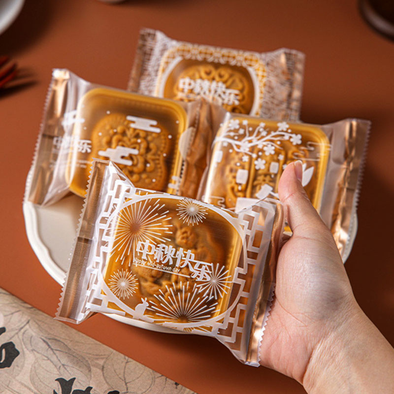 

100pc Mid-autumn Festival Mooncake Packaging Bag New Years Party Supplies Moon-cake Plastic Tray Baked Snack Cookie Pastry Pouch