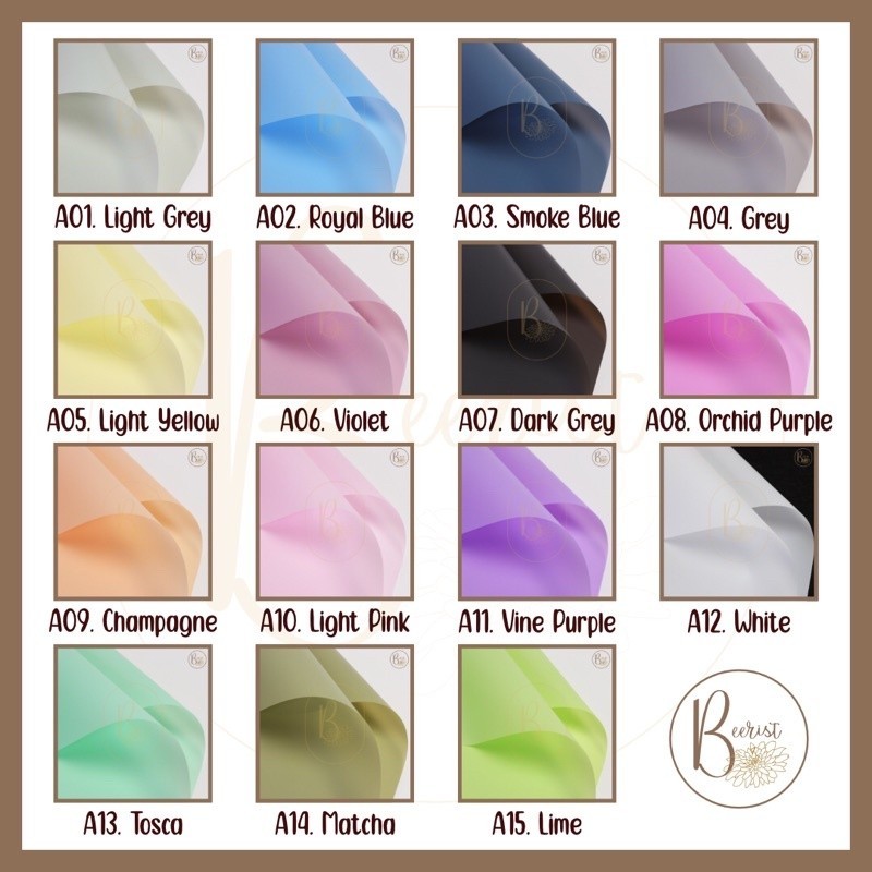 

[ 20 LEMBAR ] Kertas Bunga Cellophane Flower Wrapping Paper 1 Warna Solid Color Kertas Buket Bunga A Grosir