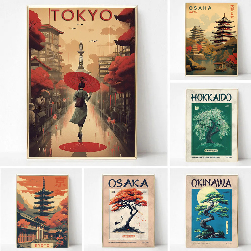 

Japanese Okinawa Retro Art Posters Vintage Osaka Prints Japanese Travel Tokyo Canvas Painting Art Picture Home Living Room Decor