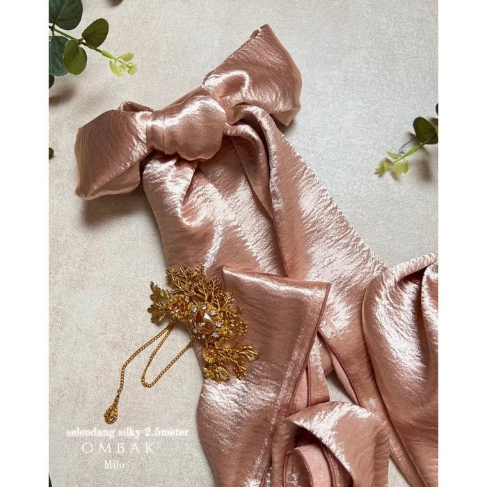 Selendang Kebaya Silk Metalik Ombak 2.5meter - Milo