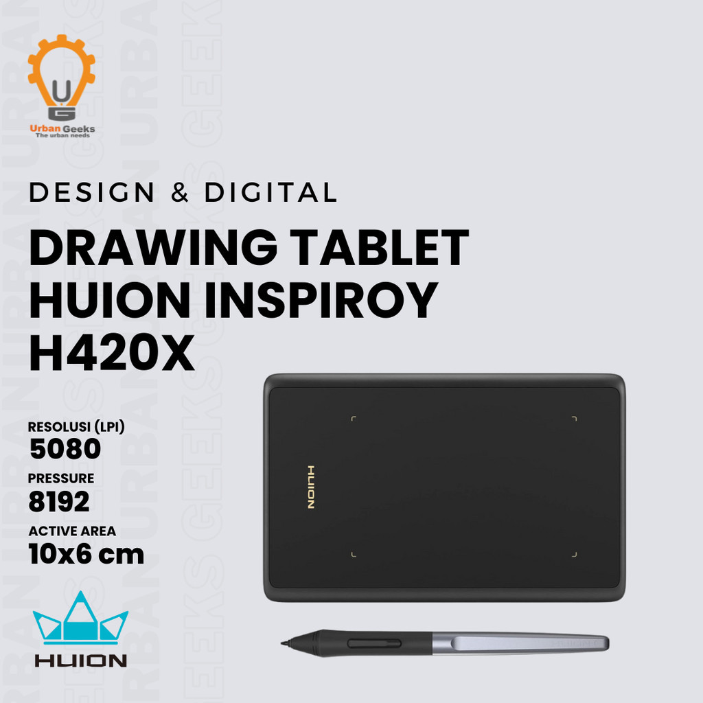 

HUION Inspiroy H420X Drawing Tablet Pen Tablet Digital Stylus 8192 Pressure Battery Free Pen