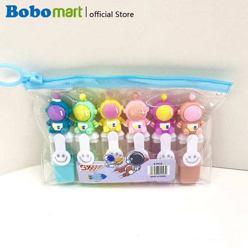 

BOBOMART 1 Set 6 PCS Highlighter Karakter Astronot Lucu SY-709-10 - Highlighter Sekolah Warna Cerah