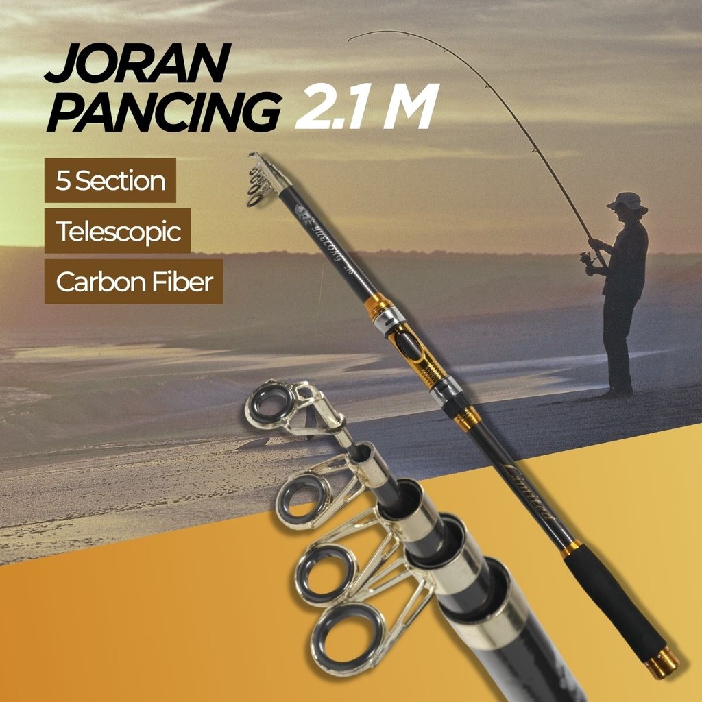 Yuelong Joran Pancing Antena Portable Carbon Fiber Rod 2.1M 5