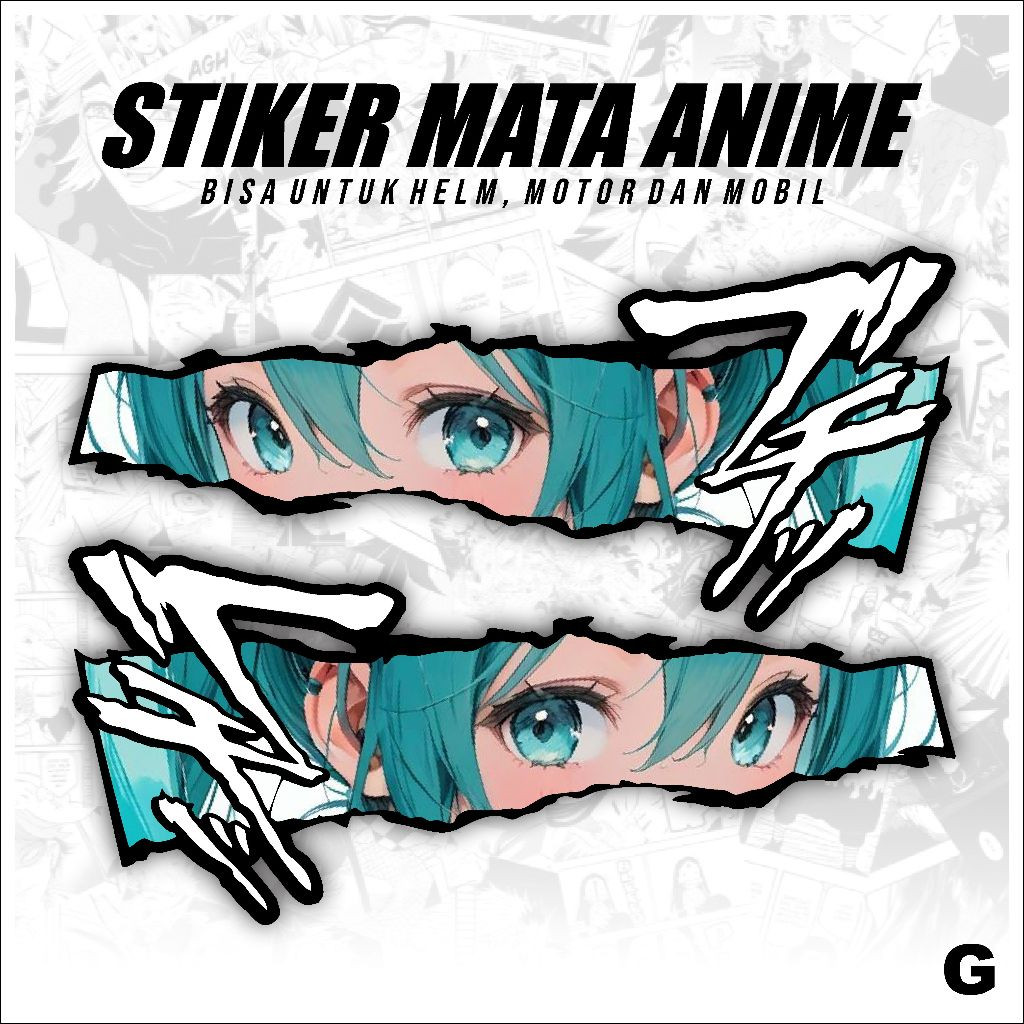 

STICKER MATA ANIME UNIVERSAL/ VINYL UV TRANSPARAN CETAK/ SERBAGUNA HELM MOTOR MOBIL / 1 SET ISI 2