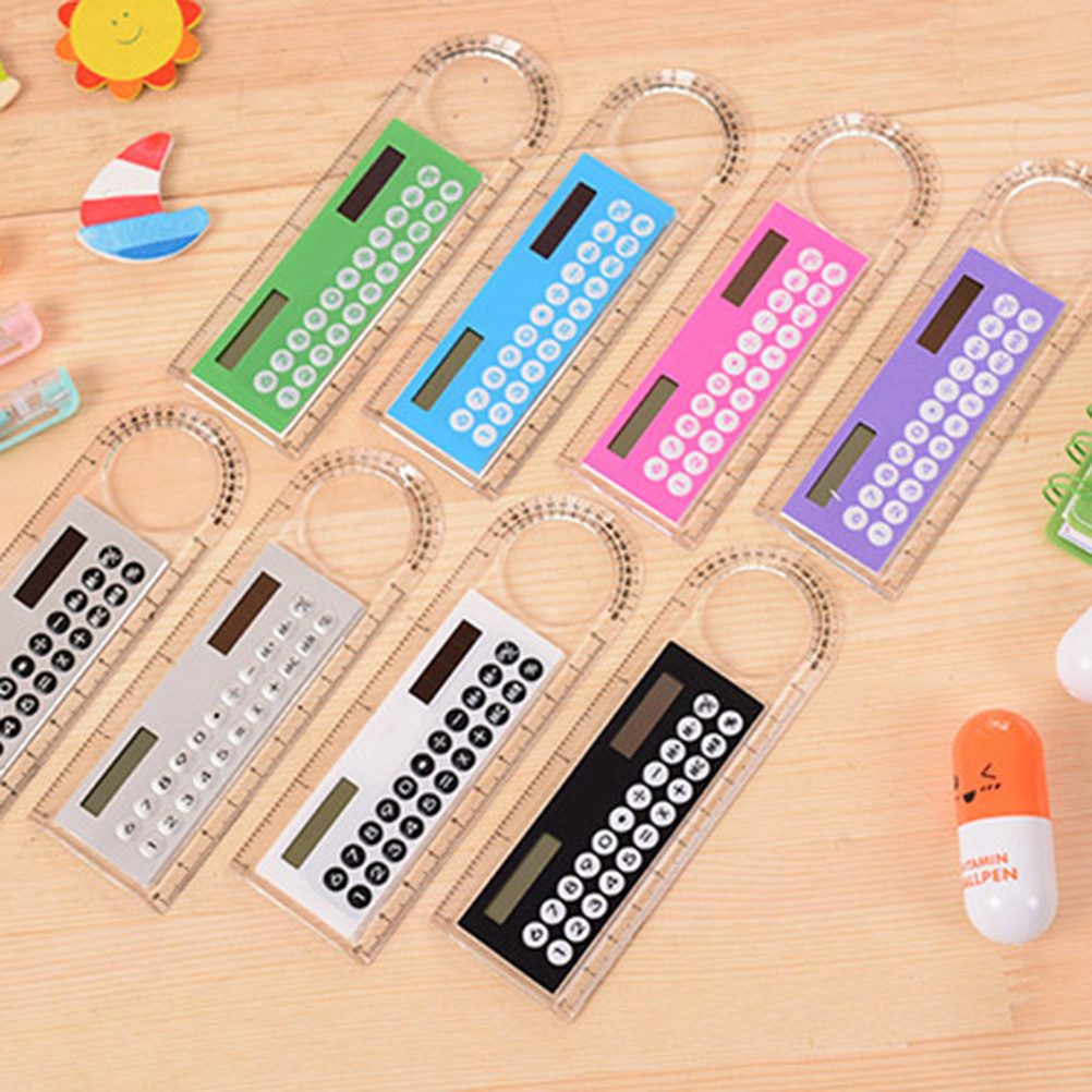 

10pcs Mini Calculator Multifunction Ruler 10cm Cute Kawaii Design Kids Children School Office Portable Ruler Calculator