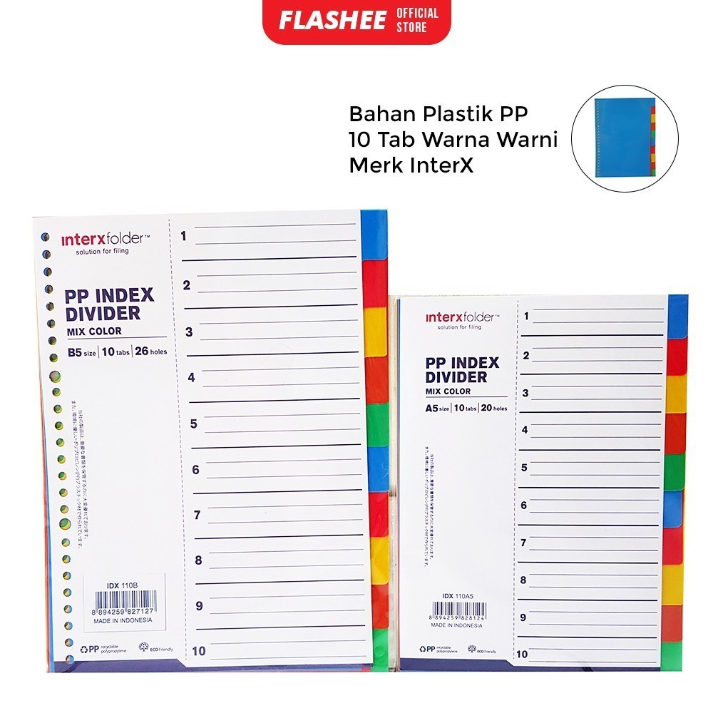 

Flashee Pembatas Binder B5 26 Ring A5 20 Ring Divider InterX Rainbow B5 26 Ring A5 20 Ring 10Tab
